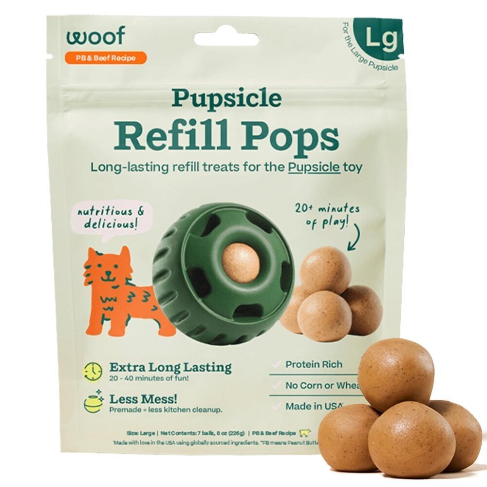 Long Lasting Dog Treats Refill Pops Low Mess Snacks Beef Peanut Butter